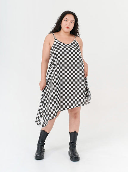 加格子無袖連衣裙IG09