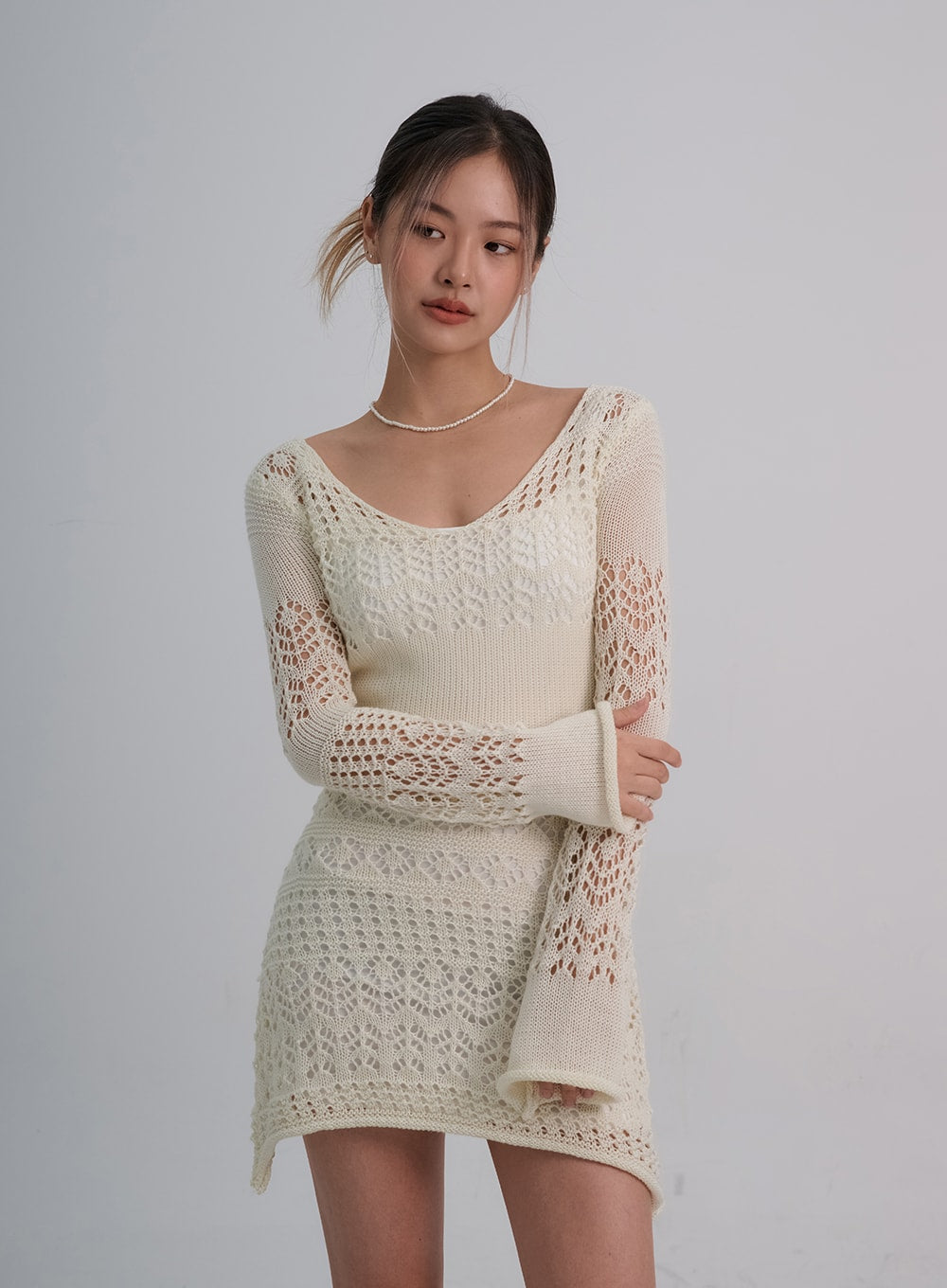 Layered Knit Mini Dress And Thin Straps Mini Dress Set CO19