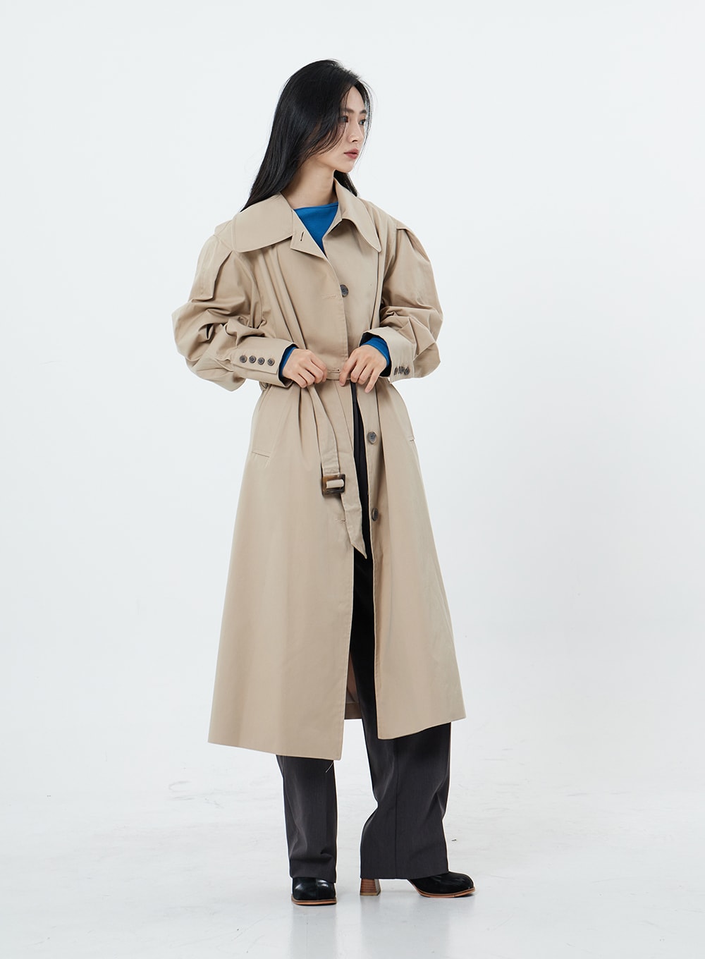 Big Collar Cuffs Detail Trench Coat OS14