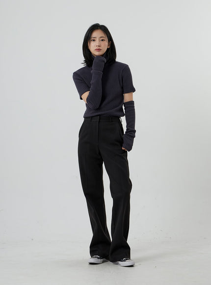 Short Sleeve Knit Turtleneck And Warmer Set OD13