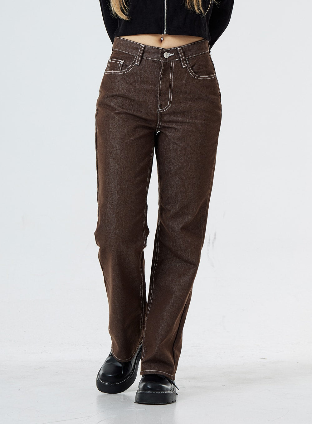 Winnie New York – Panelled Straight-Leg Jeans Brown | Highsnobiety Shop