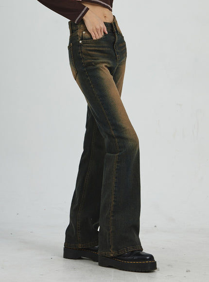 Vintage Washing Bootcut Jeans CD02