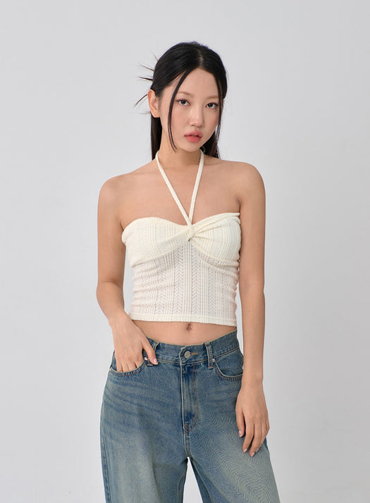 Knit Bustier Neck String Top CN09