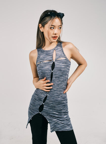 開衩分層迷你連衣裙 CJ03