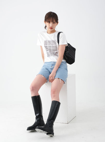 毛邊長牛仔短褲 CA29