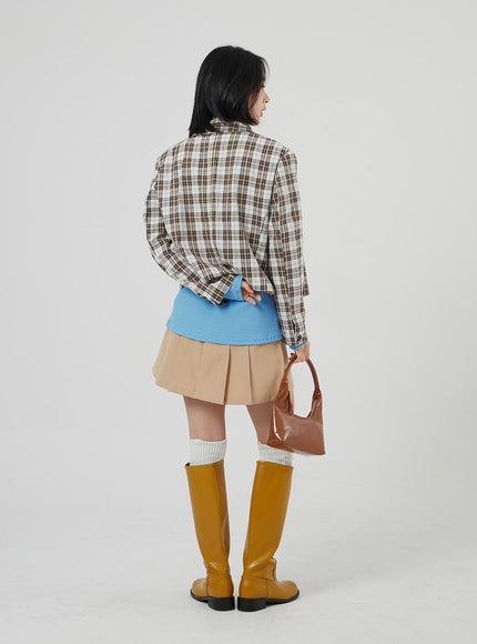 Check Pattern Crop Blazer OF310