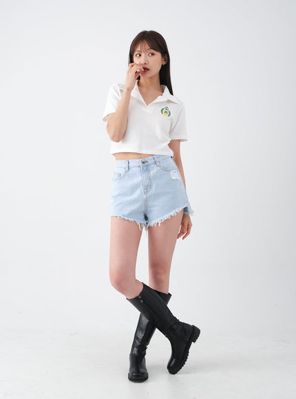 仿舊毛邊牛仔短褲 CA27