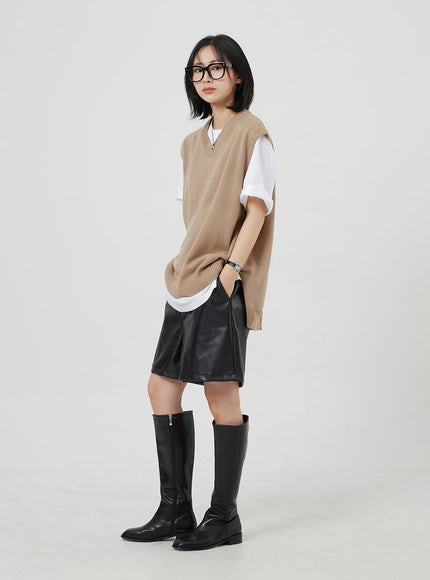 人造皮百慕大短褲 OM303