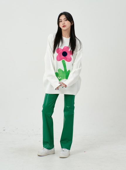 Faux Leather Straight Pants BD09