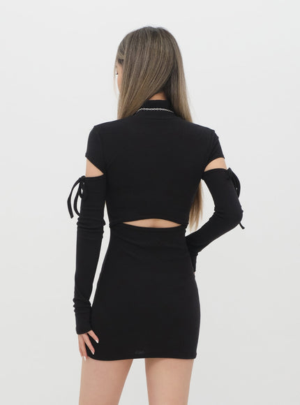 修身鏤空迷你連衣裙 C2001