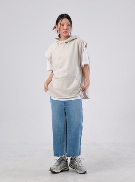 前開衩牛仔長裙 IA305