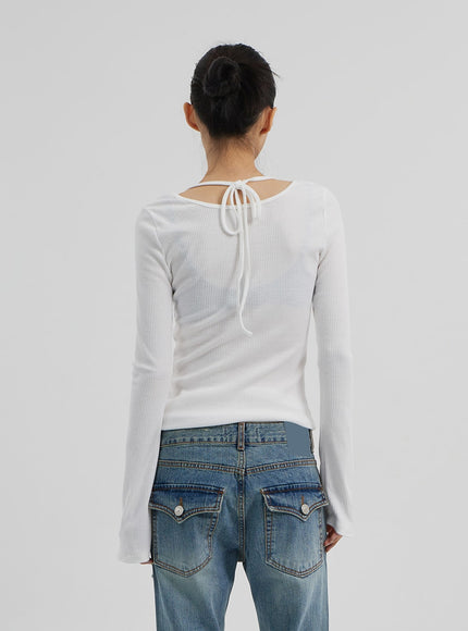 圖案羅紋針織上衣CF309