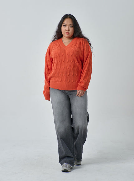 Plus 淺色水洗闊腿牛仔褲 IF317