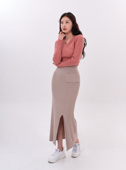 Bending Slit H-Line Long Skirt IS15