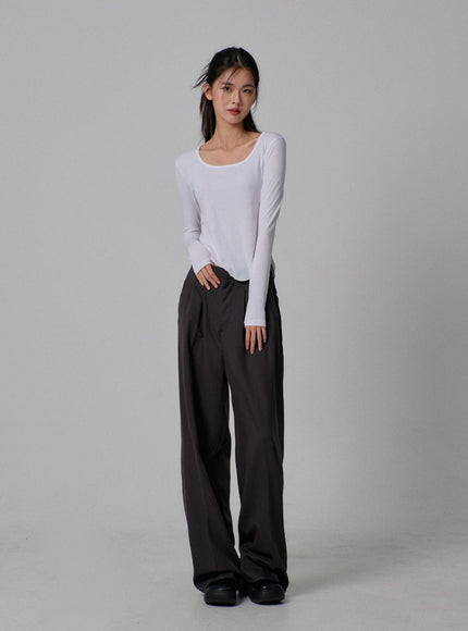 Scoop Neck Unbalanced Cropped Top IJ313