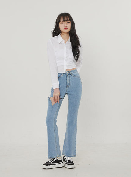 破洞微喇牛仔褲 BF306