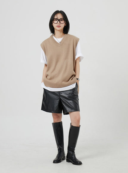 人造皮百慕大短褲 OM303