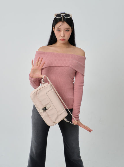 羅紋針織露肩上衣 IJ318