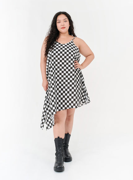 加格子無袖連衣裙IG09
