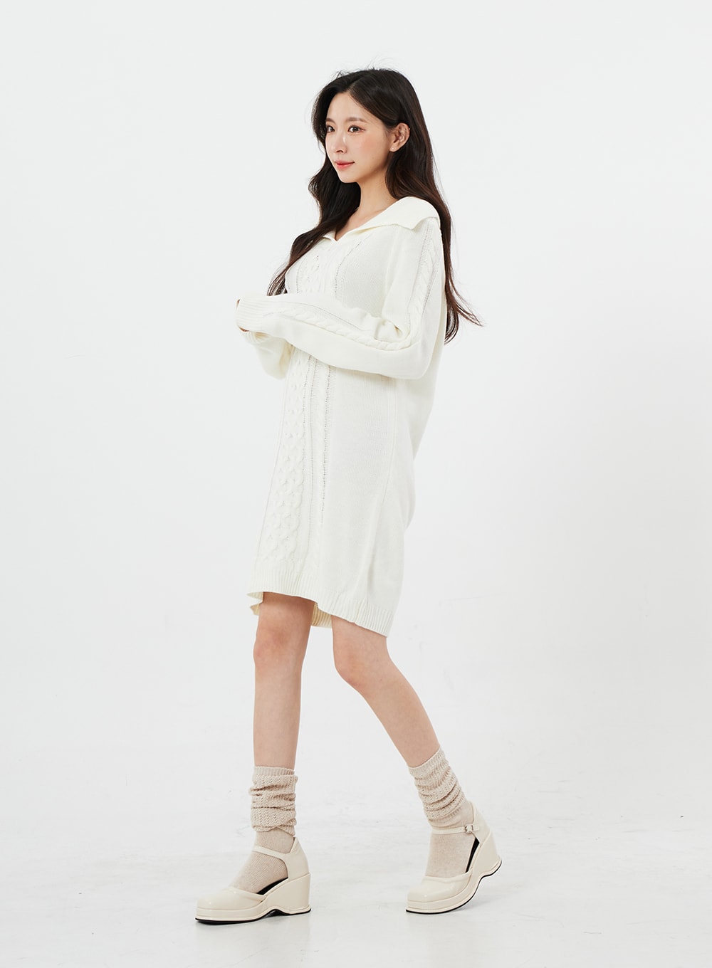 Off Shoulder Twist Knit Mini Dress BS19 - Lewkin