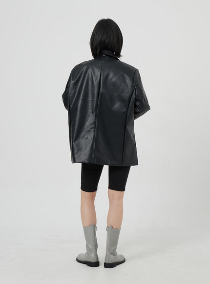 Faux Leather Oversized Jacket OM306