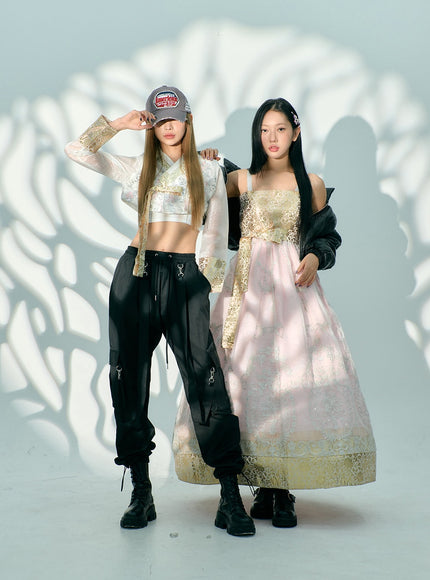 雙肩帶工裝降落傘寬鬆褲 BD23