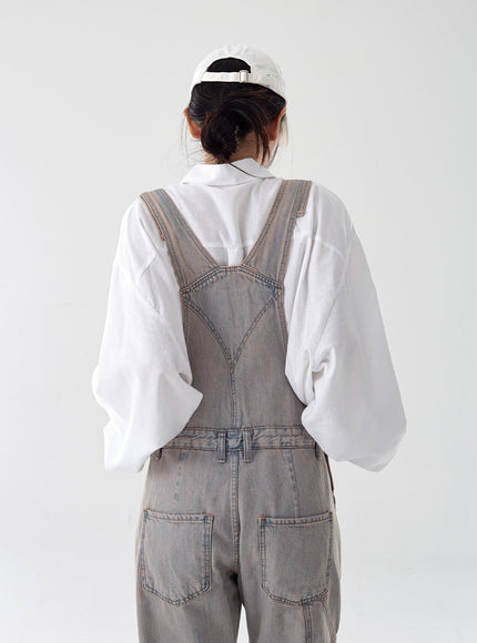 Pink Washed Overfit Denim Overalls CG16