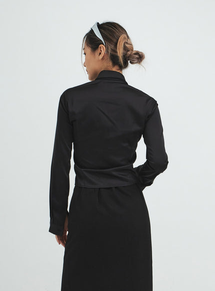 Navy Satin Line Shirt CS14