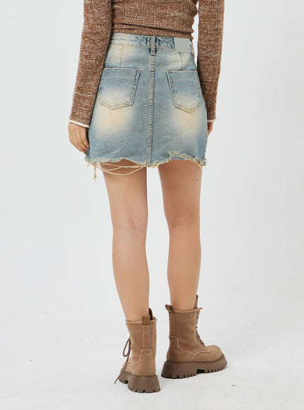 High Waist Denim Mini Skirt CF315