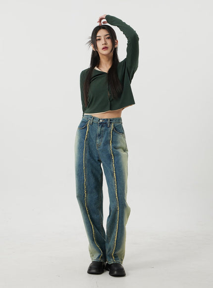 V-Neck Button Cropped Cardigan BJ318
