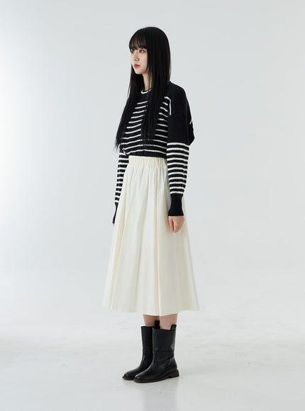 Bending Pleated Long Skirt OO19