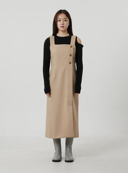 裹身鈕扣長連衣裙 OF307