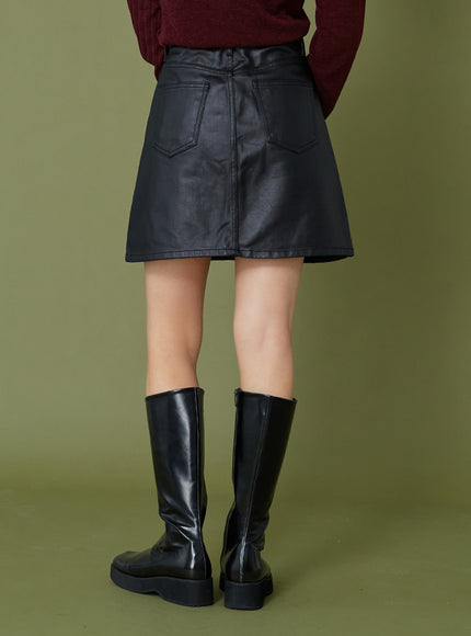 Faux Leather Miniskirt CG12