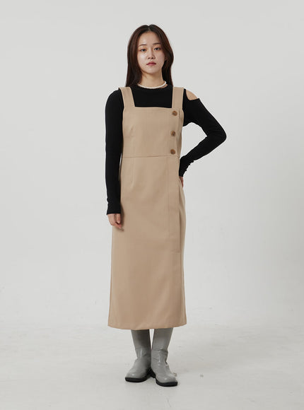 裹身鈕扣長連衣裙 OF307