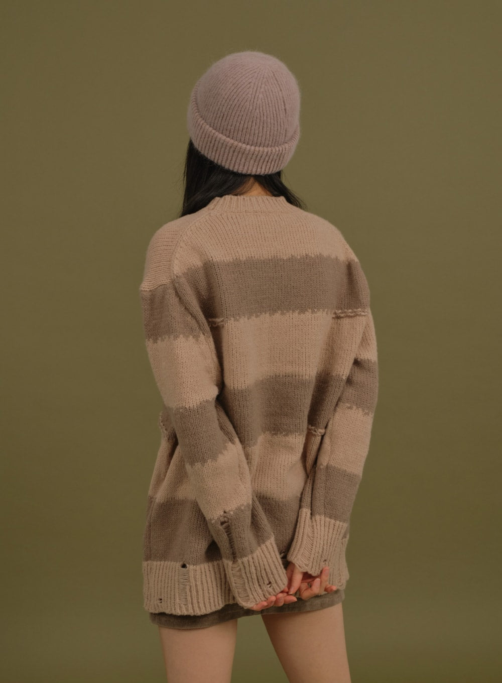 Destroyed Stripe Knitted Pullover