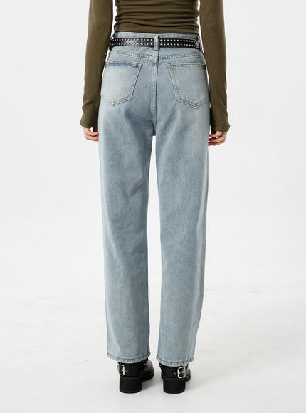 淺色水洗直筒牛仔褲 CM307