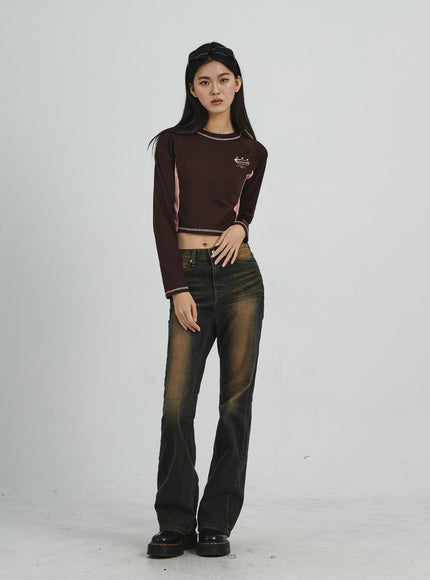 Vintage Washing Bootcut Jeans CD02