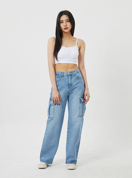 闊腿工裝牛仔褲 BF323