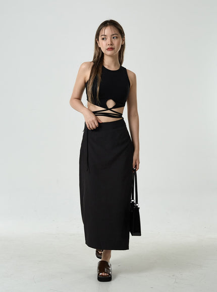 Waist Strap Cropped Tank Top CU8
