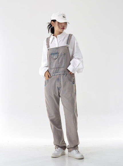 Pink Washed Overfit Denim Overalls CG16