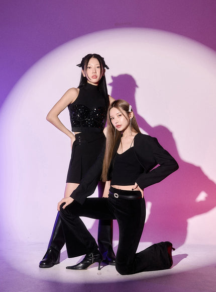 折腰二扣百褶迷你裙 BD23