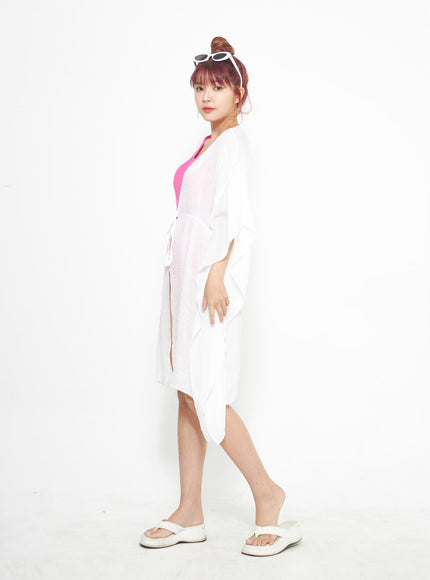 網布蝴蝶結中長袍 IA313