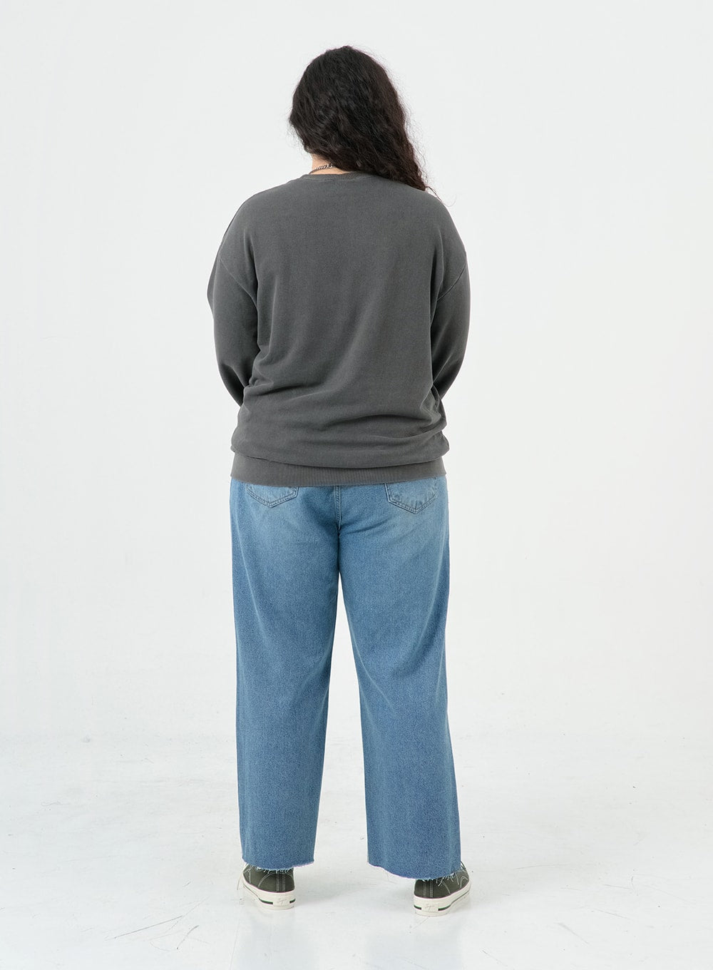 Plus Cotton And Denim Back Bending Wide Pants IS02