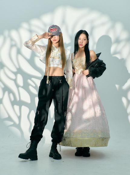 雙肩帶工裝降落傘寬鬆褲 BD23