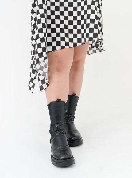 加格子無袖連衣裙IG09