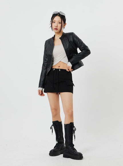 Drawstring Mini Skirt CF314