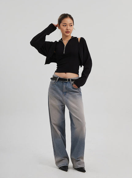 Zipper Sleeveless top Bolero Set CF310