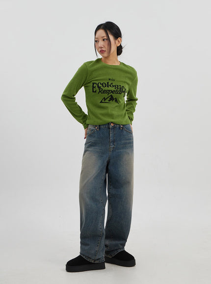 中腰寬鬆牛仔褲男女通用 CJ330