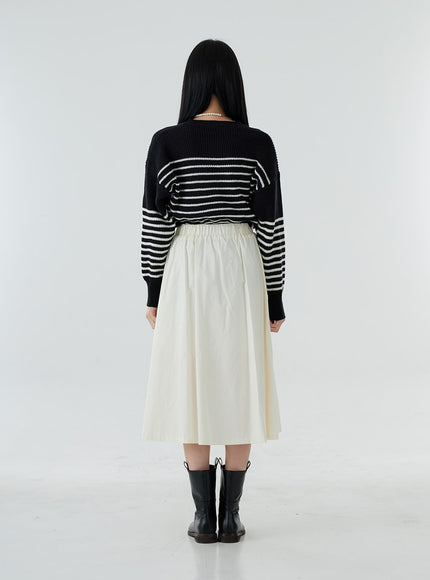 Bending Pleated Long Skirt OO19