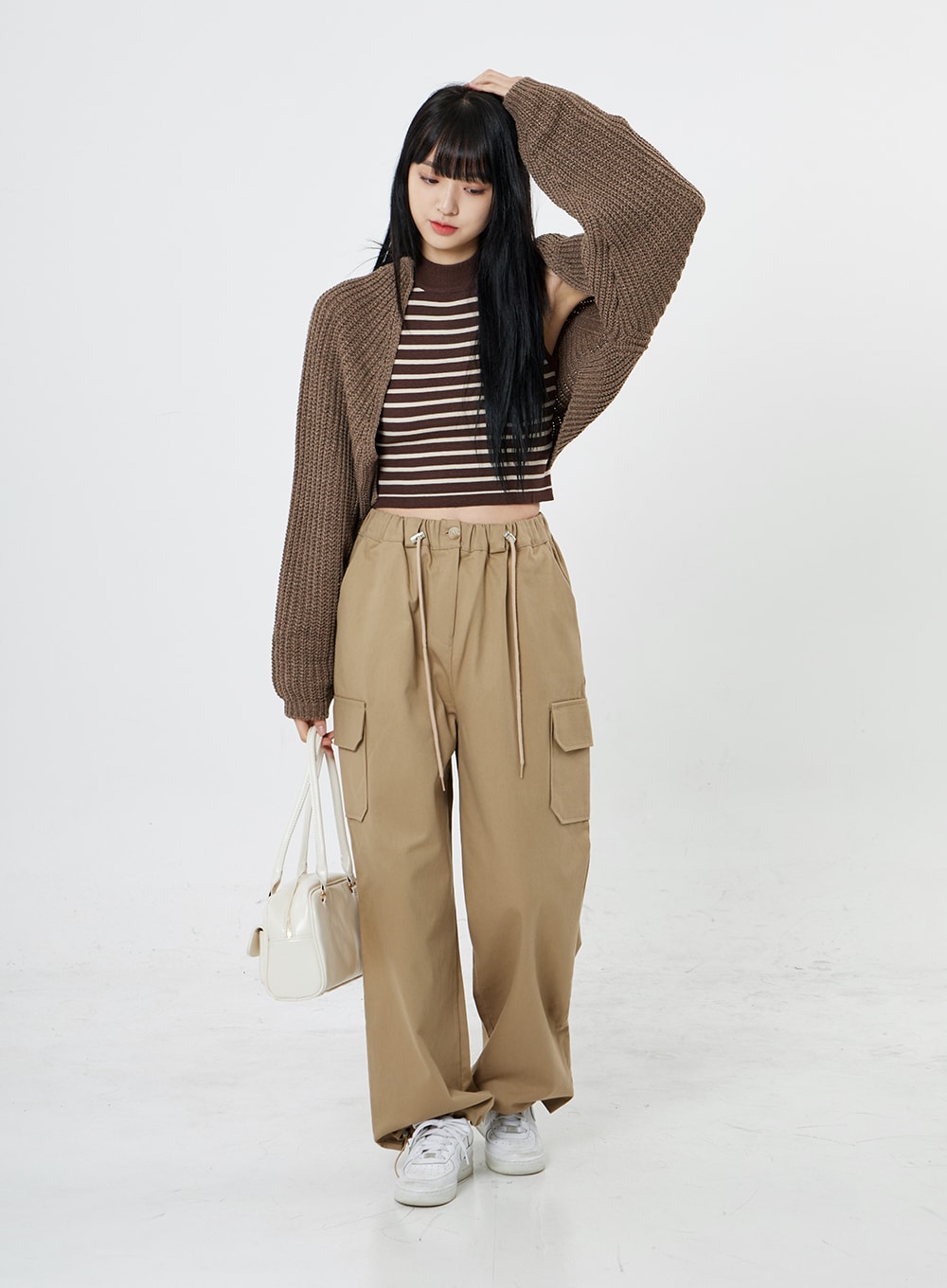 String Wide Cargo Pants OO17 - Korean Women's Fashion | LEWKIN